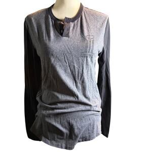 Harley Davidson No. 1 Skull Henley Shirt, Long Sleeve Heather Grey, Unisex Small